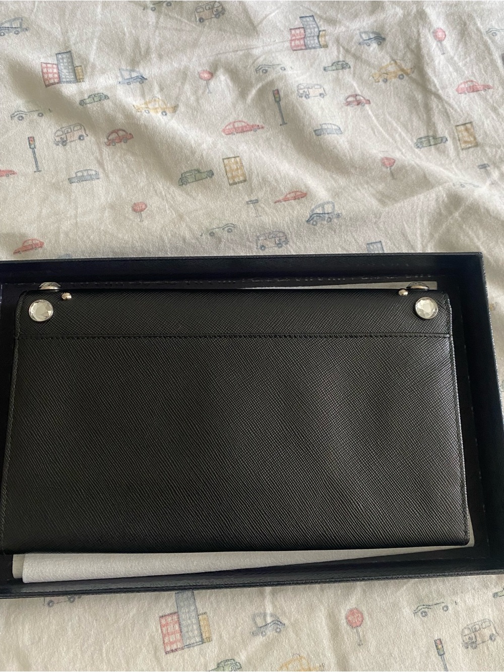 Prada Black Studded Saffiano Leather Wallet - Picture 11 of 11